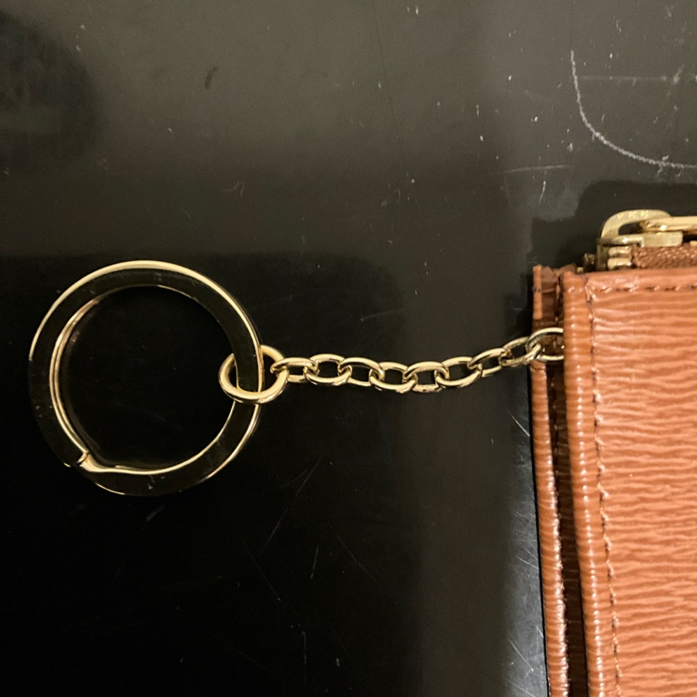 Ralph Lauren Brown Leather Card Holder with Gold Accents Keychain - Picture 7 of 7
